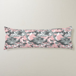 Pink and Grey Camouflage, Military, Army Body Cushion