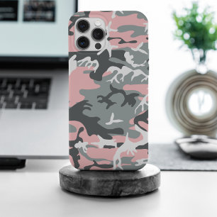 Pink and Grey Camouflage, Military, Army iPhone 15 Pro Max Case