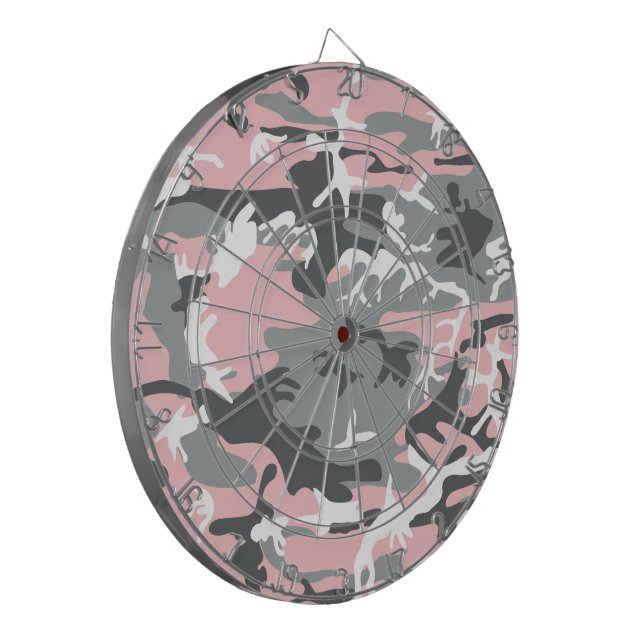 Pink and Grey Camouflage, Military, Army Dartboard (Front Left)