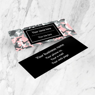 Pink and Grey Camouflage, Military, Army Mini Business Card