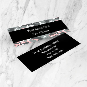 Pink and Grey Camouflage, Military, Army Mini Business Card
