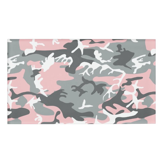 Pink and Grey Camouflage, Military, Army Name Tag (Front)
