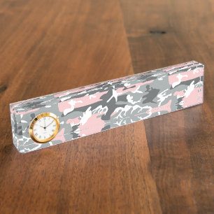 Pink and Grey Camouflage, Military, Army Nameplate