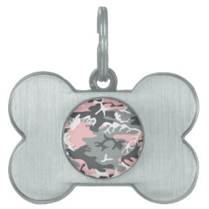 Pink and Grey Camouflage, Military, Army Pet ID Tag
