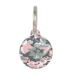 Pink and Grey Camouflage, Military, Army Pet Tag