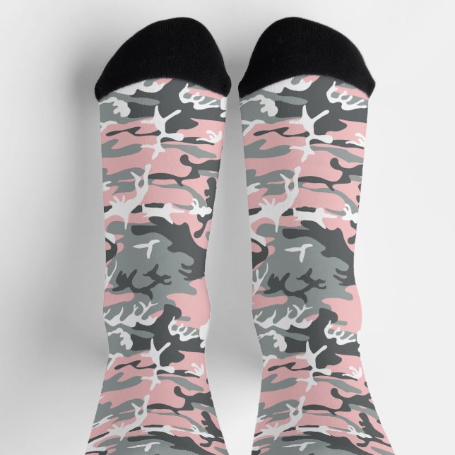Pink and Grey Camouflage, Military, Army Socks (Top)