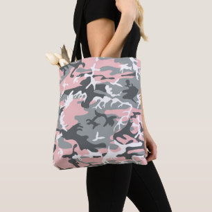 Pink and Grey Camouflage, Military, Army Tote Bag