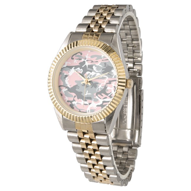 Pink and Grey Camouflage, Military, Army Watch (Angled)