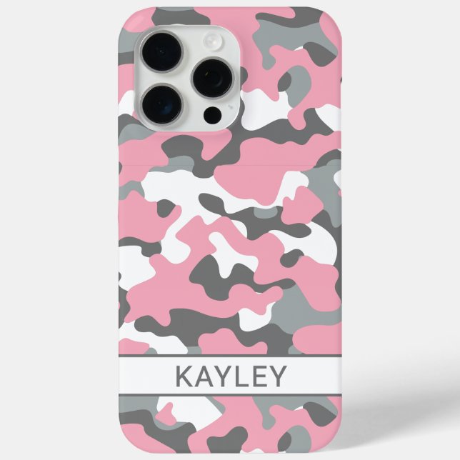Pink and Grey Camouflage Personalised Case-Mate iPhone Case (Back)