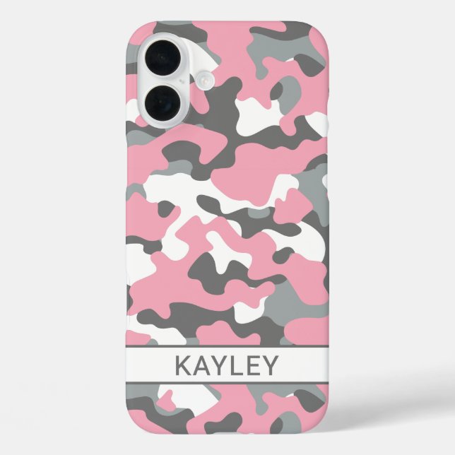 Pink and Grey Camouflage Personalised Case-Mate iPhone Case (Back)
