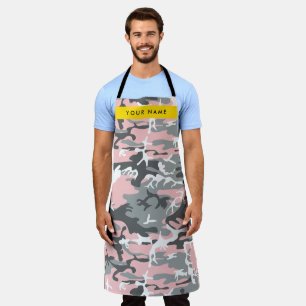 Pink and Grey Camouflage Your name Personalise Apron