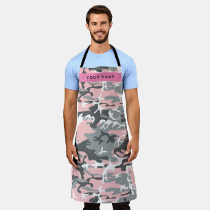 Pink and Grey Camouflage Your name Personalise Apron