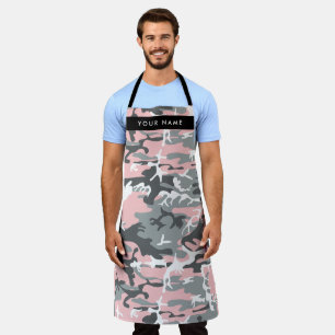 Pink and Grey Camouflage Your name Personalise Apron