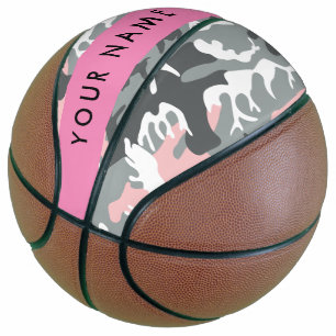Pink and Grey Camouflage Your name Personalise Basketball