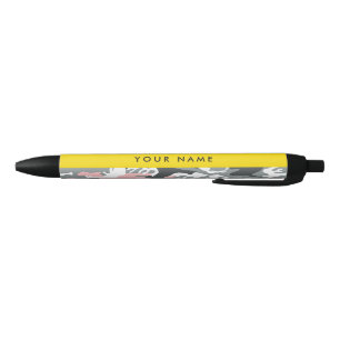 Pink and Grey Camouflage Your name Personalise Black Ink Pen