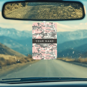 Pink and Grey Camouflage Your name Personalise Car Air Freshener