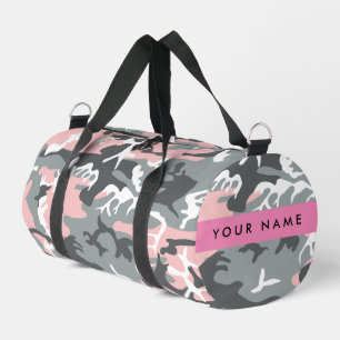 Pink and Grey Camouflage Your name Personalise Duffle Bag