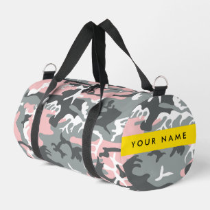 Pink and Grey Camouflage Your name Personalise Duffle Bag