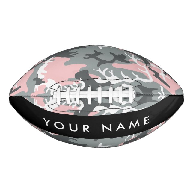 Pink and Grey Camouflage Your name Personalise Football (Front)