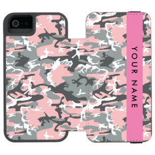 Pink and Grey Camouflage Your name Personalise Incipio Watson™ iPhone 5 Wallet Case