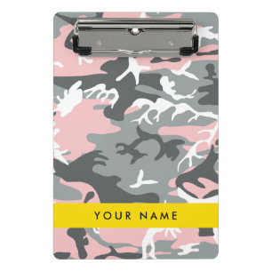 Pink and Grey Camouflage Your name Personalise Mini Clipboard