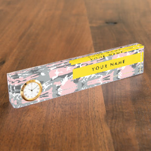 Pink and Grey Camouflage Your name Personalise Nameplate