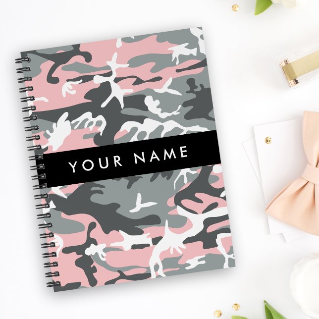 Pink and Grey Camouflage Your name Personalise Planner (Creator Uploaded)