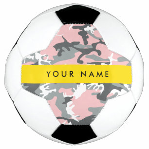 Pink and Grey Camouflage Your name Personalise Soccer Ball