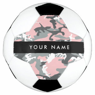 Pink and Grey Camouflage Your name Personalise Soccer Ball