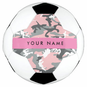 Pink and Grey Camouflage Your name Personalise Soccer Ball