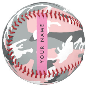 Pink and Grey Camouflage Your name Personalise Softball