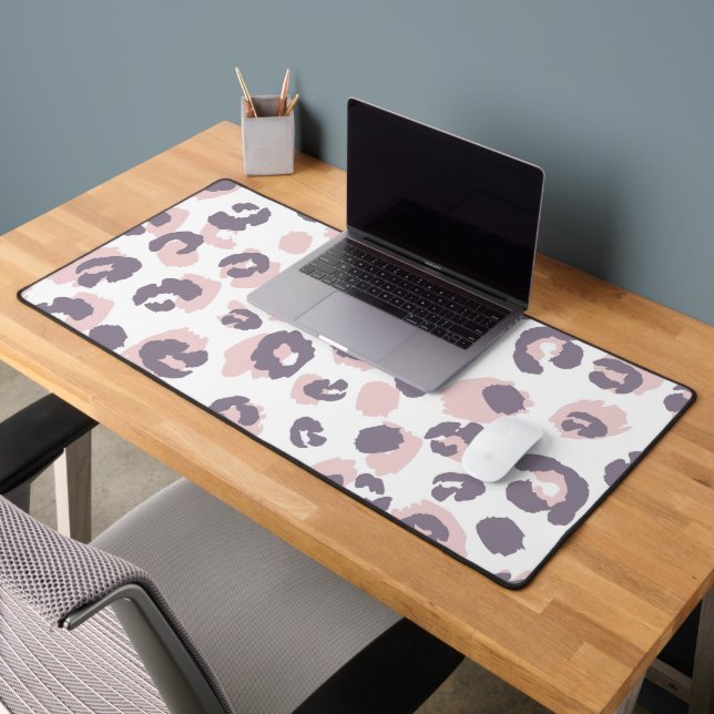 Pink and Grey Cheetah Spots  Desk Mat (Office 2)