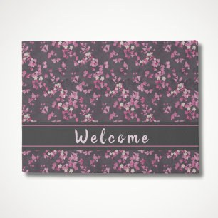 Pink and Grey Cherry Blossom Welcome Doormat