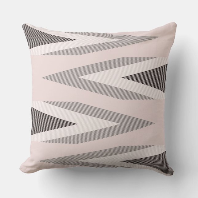 pink and Grey Chevron Pattern Cushion (Front)
