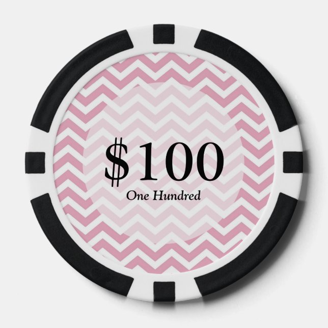 Pink and grey chevron poker chips (Front)