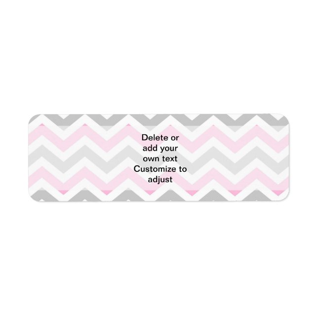 Pink and grey chevron return address label (Front)