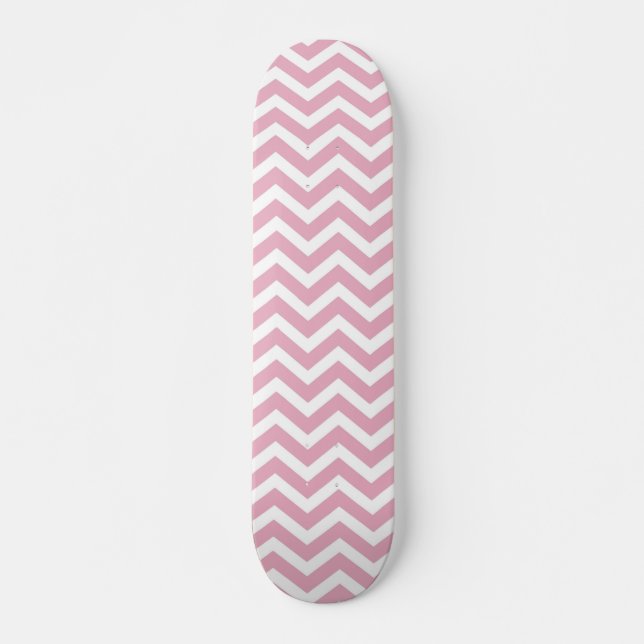 Pink and grey chevron skateboard (Front)