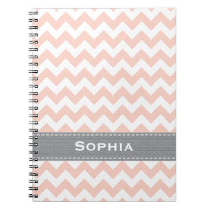 Pink and Grey Chevron Spiral Notebook Journal