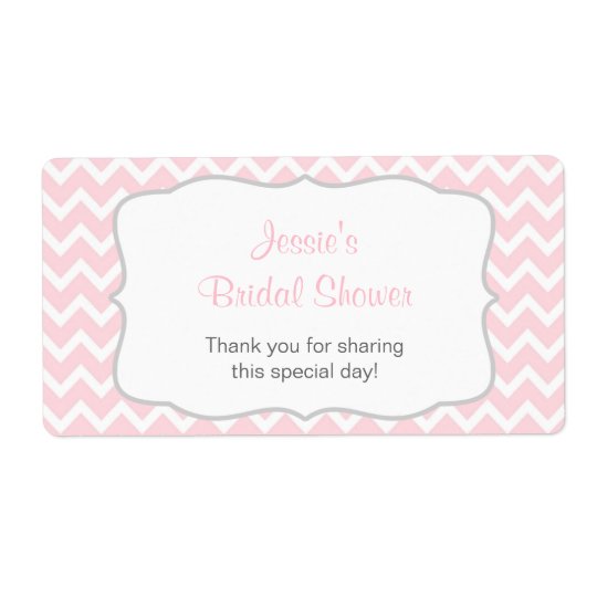 Pink and Grey Chevron Water Bottle Label Shipping Label