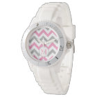 Pink and Grey Chevron with Monogram