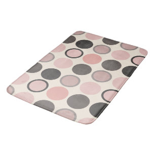 Pink and Grey Circles Mid-century Modern   Bath Mat