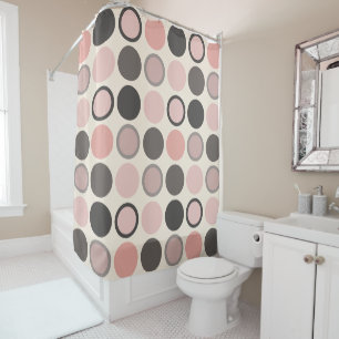 Pink and Grey Circles Mid-century Modern Shower Curtain