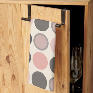 Pink and Grey Circles Mid-century Modern   Tea Towel