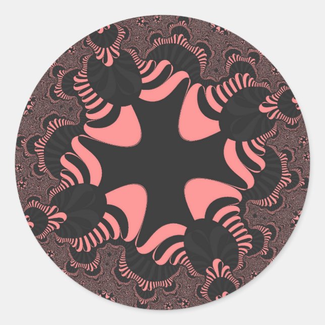 Pink and Grey Cross Classic Round Sticker (Front)