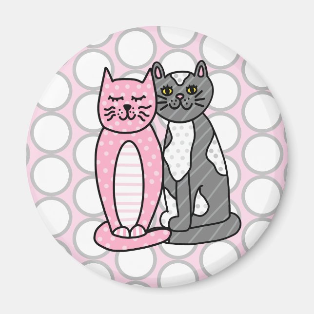 Pink and Grey Cuddly Cute Kitty Cats    Magnet (Front)