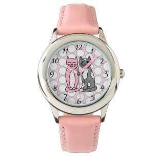 Pink and Grey Cuddly Cute Kitty Cats  Watch