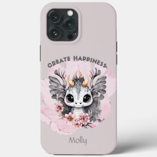 Pink and Grey Cute Little Magical Dragon iPhone 13 Pro Max Case
