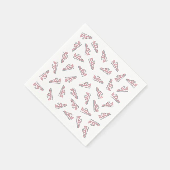 Pink and Grey Cute Sneakers Pattern Napkin (Corner)