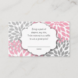 Pink and Grey Dahlia raffle ticket or insert card
