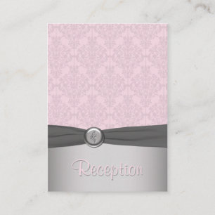 Pink and Grey Damask Ballet Enclosure Card